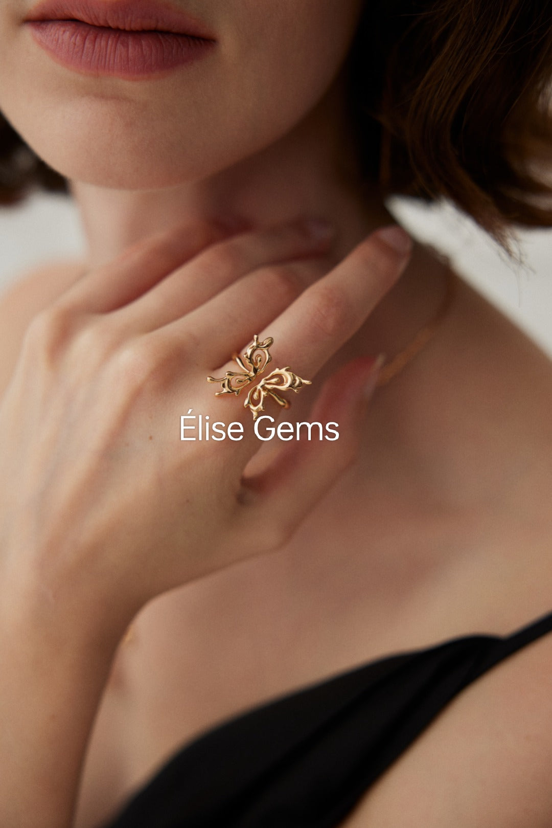 Anillo de mariposa de oro vintage J0207
