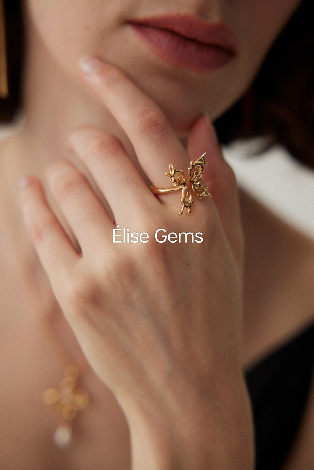 Anillo de mariposa de oro vintage J0207