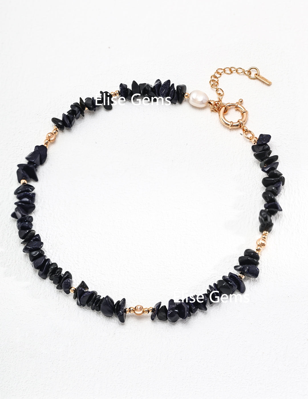 Black Agate Stone Bracelet D0530-2