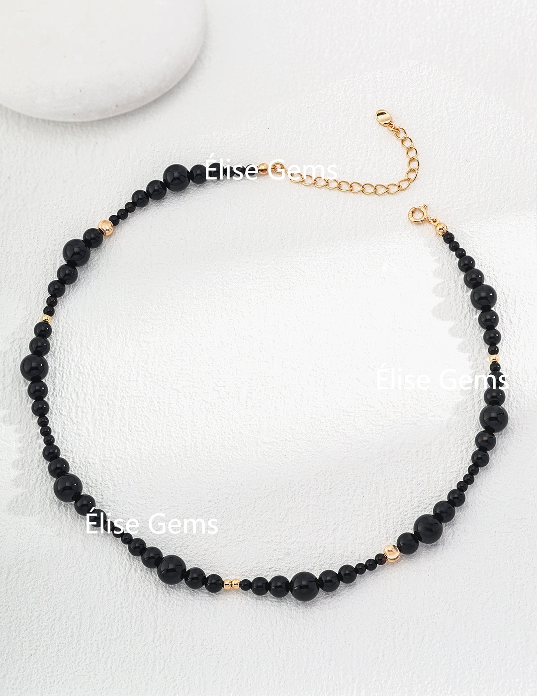 Black Agate Stone Necklace D0538-2