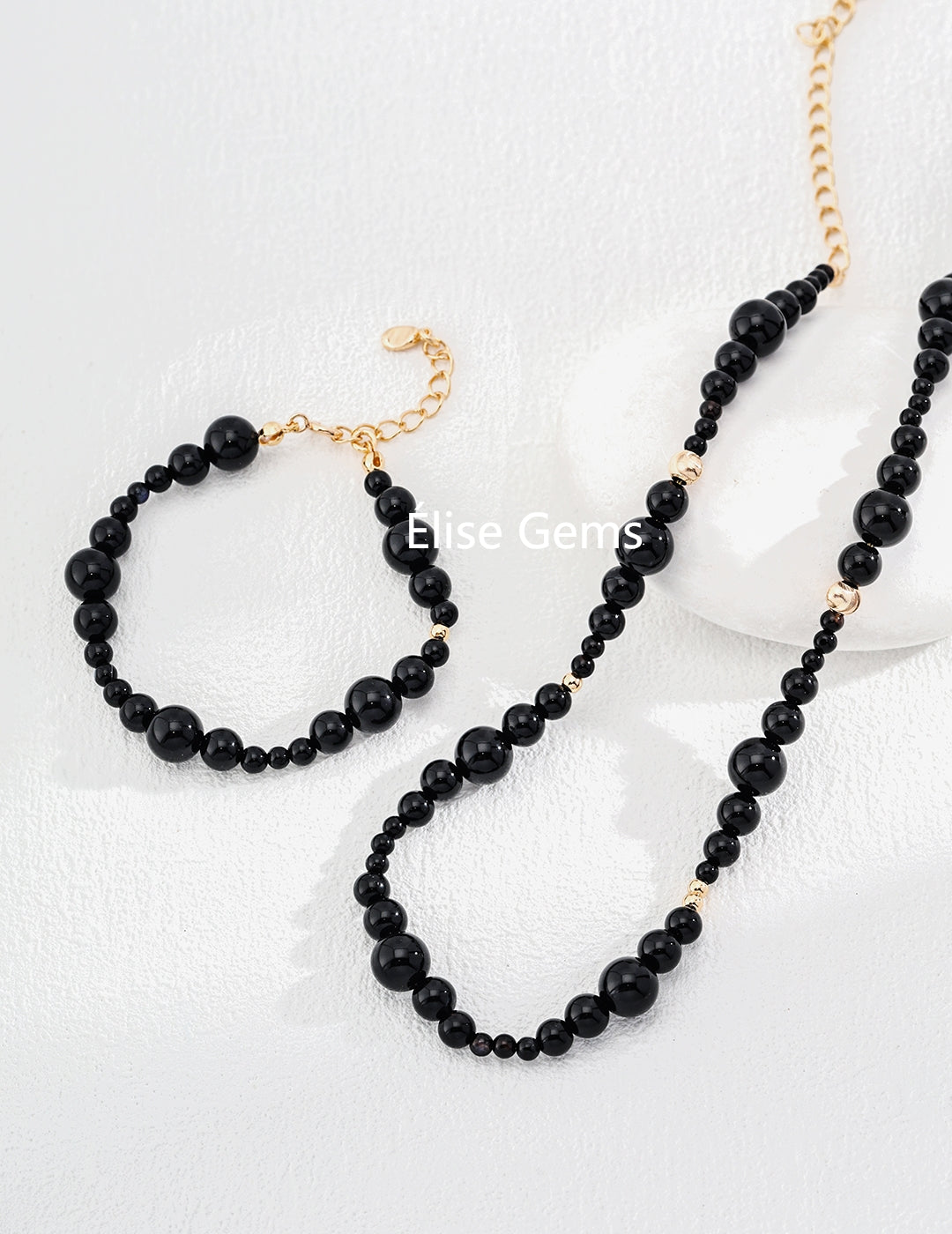 Black Agate Stone Necklace D0538-2