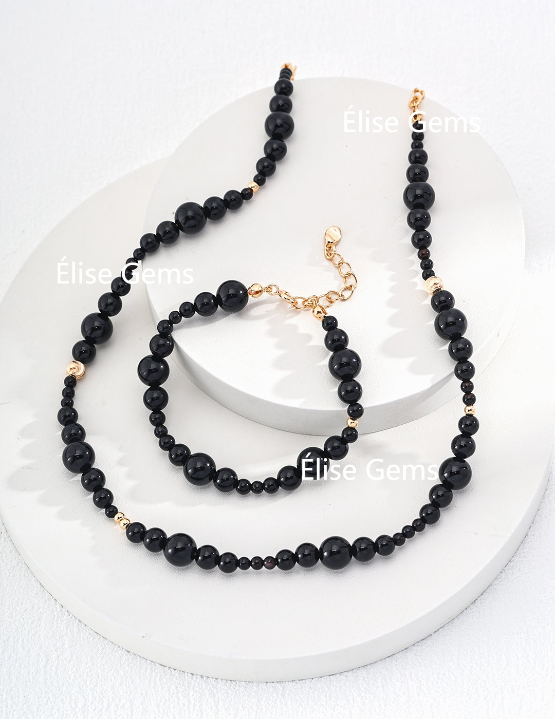 Black Agate Stone Necklace D0538-2