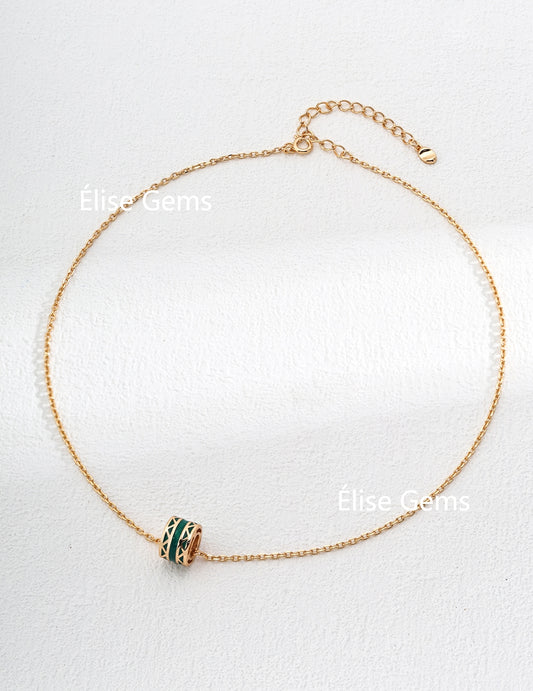 Drop Glaze Green Pendant Necklace D0539-2