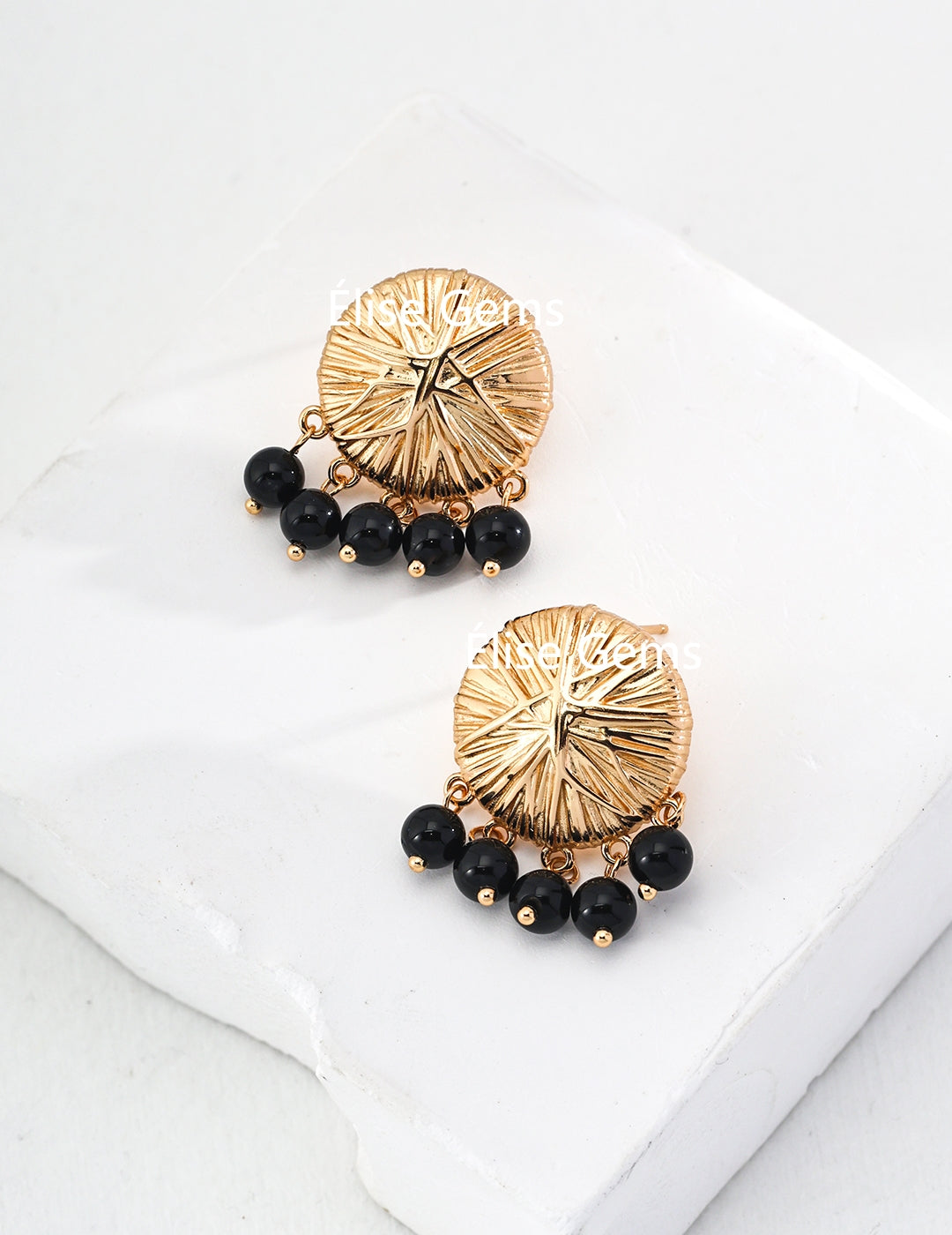 Black Agate Stone Earring E01112-2