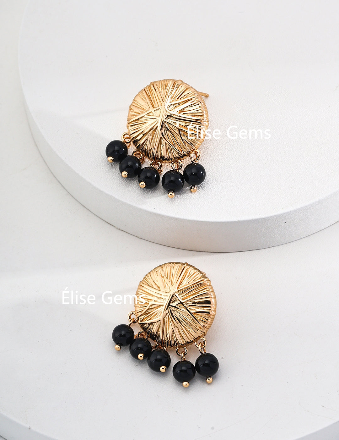 Black Agate Stone Earring E01112-2