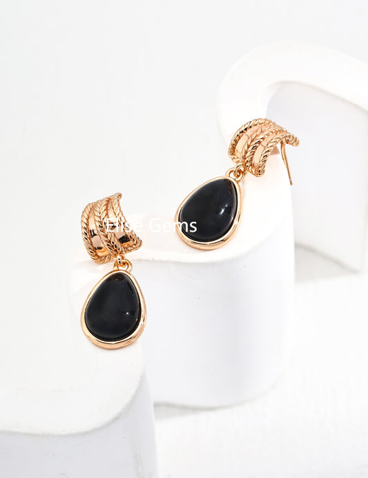 Black Agate Stone Earring E01200-2