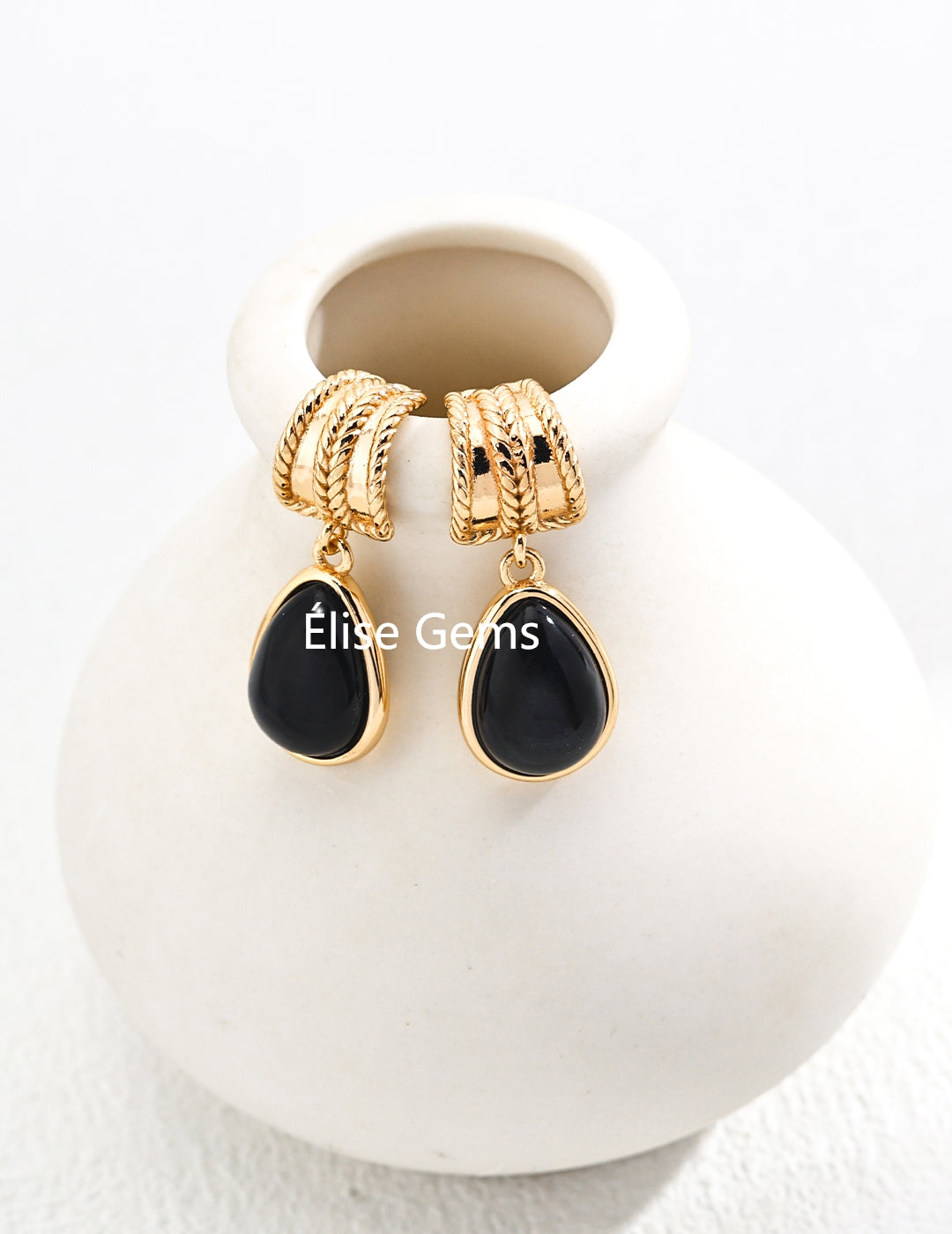 Black Agate Stone Earring E01200-2