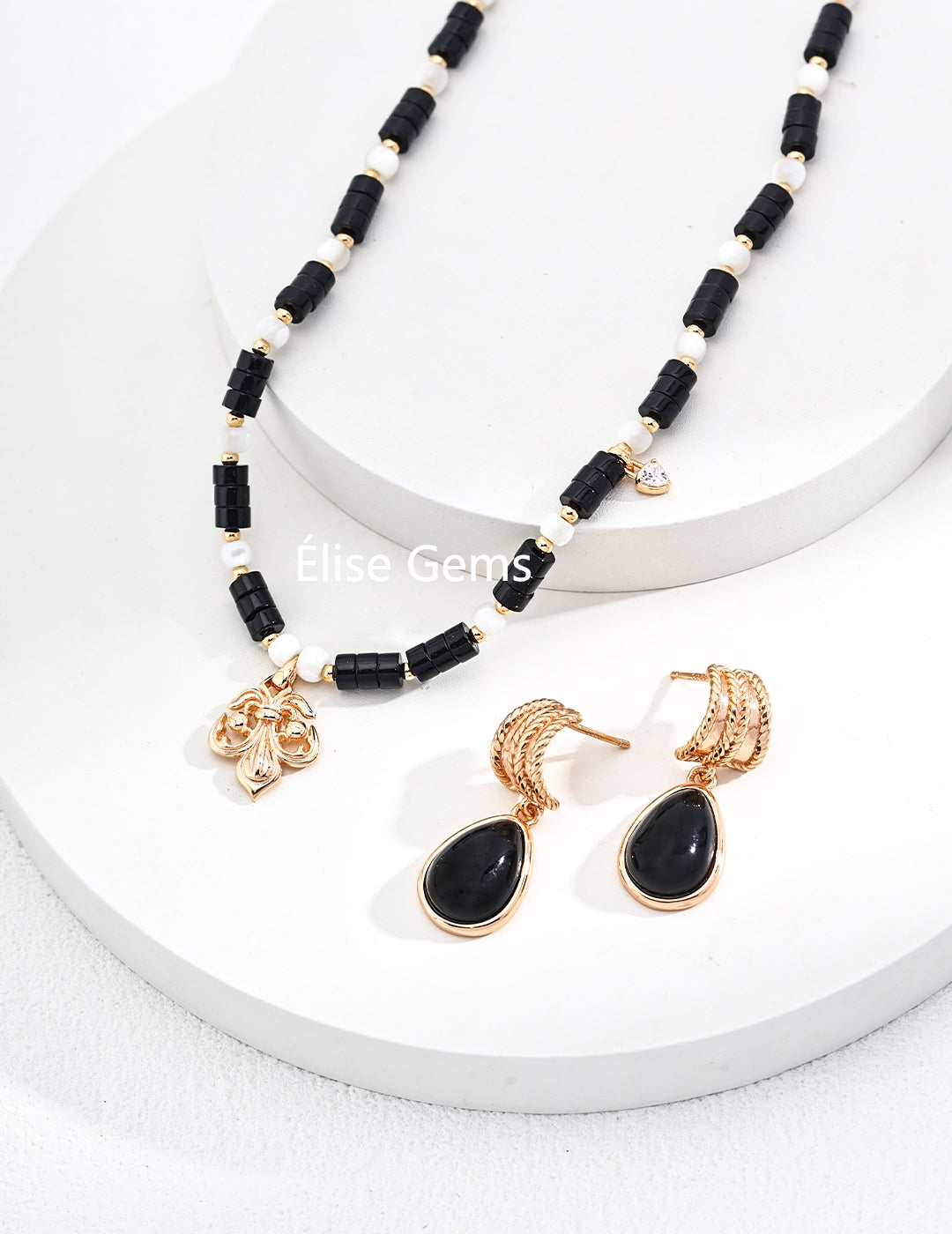 Black Agate Stone Earring E01200-2