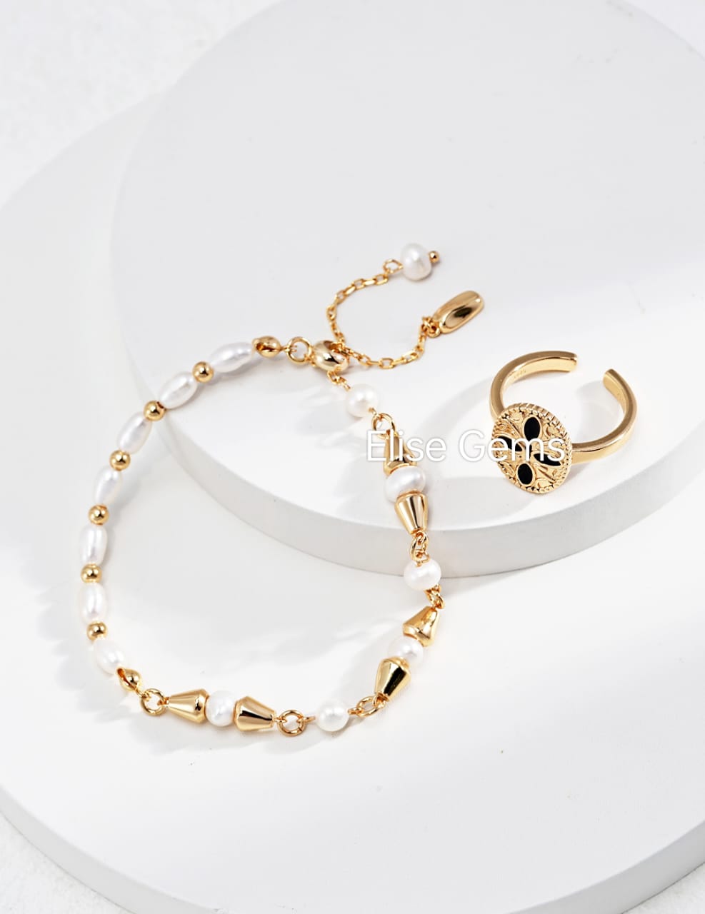 Elegant Gold Plated Pearl Bracelet SL0121-2